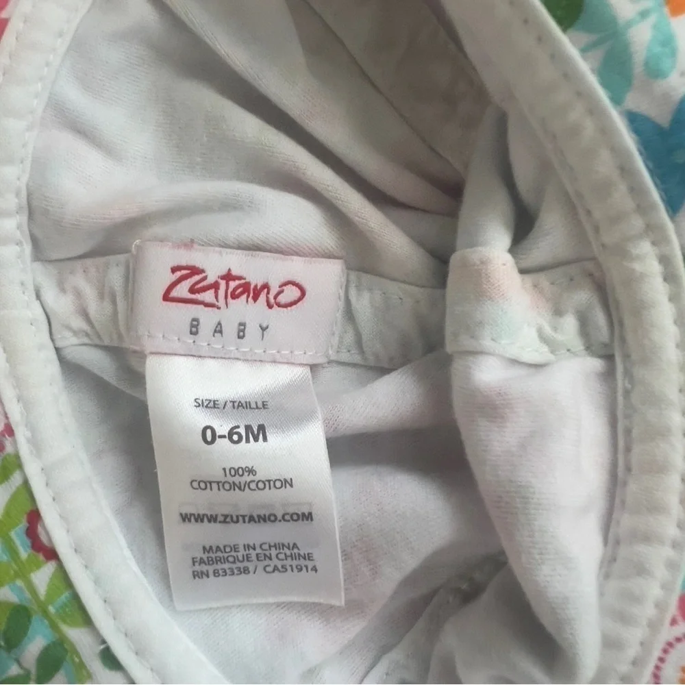Zutano Baby Green Sprouts Baby Girl Baby Sun Hat Bonnet 0-6 months Pink Cotton